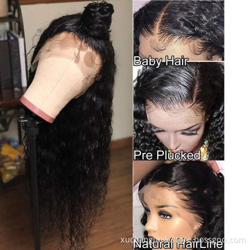 Uniky Best quality 13*6 European virgin human hair HD lace front wig 100% virgin human hair wigs with water wave